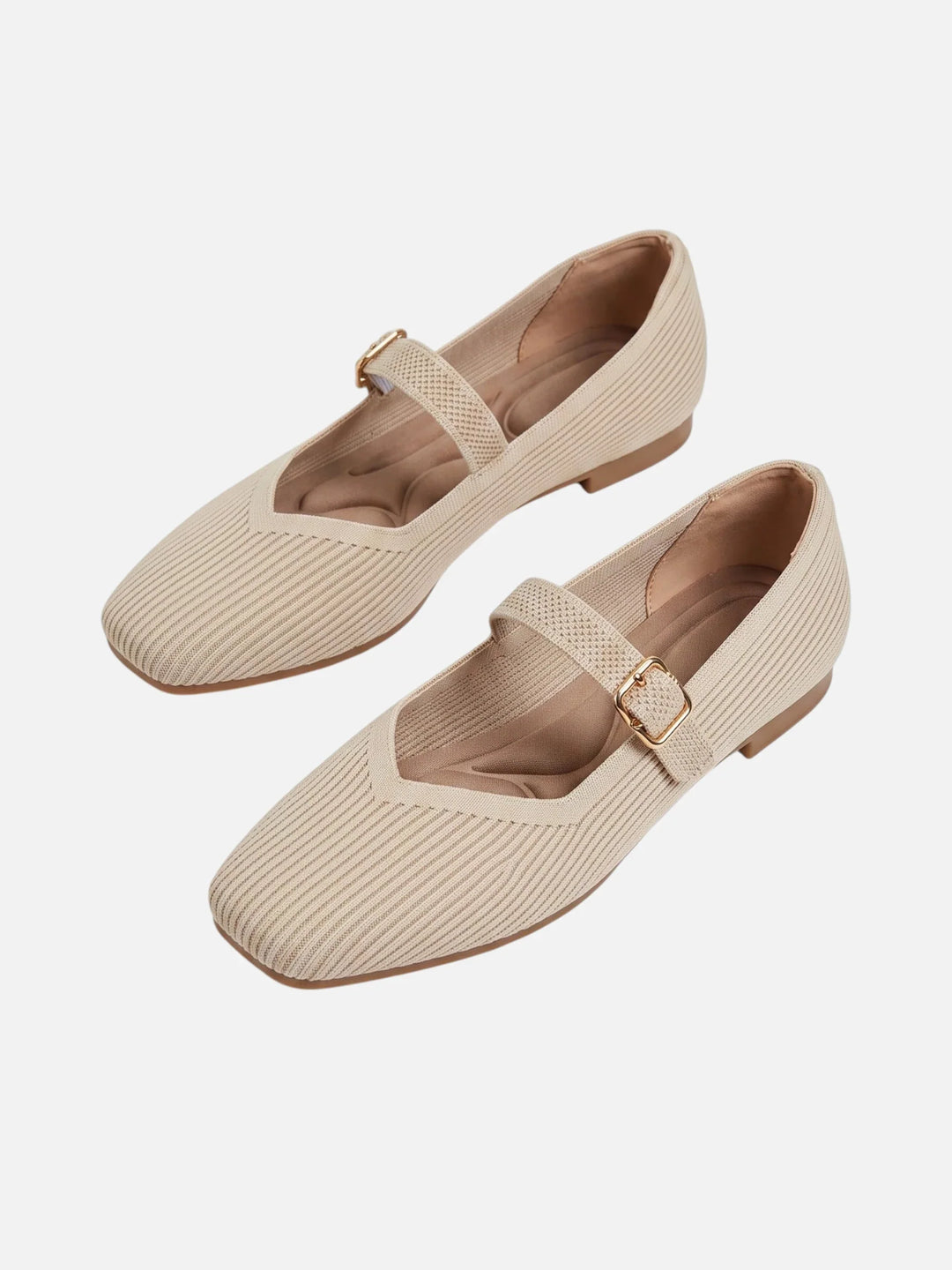 Ballerine Mary Jane da donna in maglia con punta quadrata