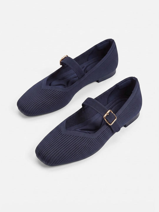 Ballerine Mary Jane da donna in maglia con punta quadrata