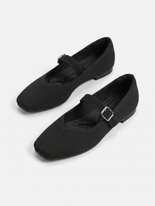 Ballerine Mary Jane da donna in maglia con punta quadrata