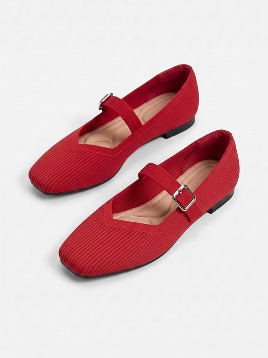 Ballerine Mary Jane da donna in maglia con punta quadrata