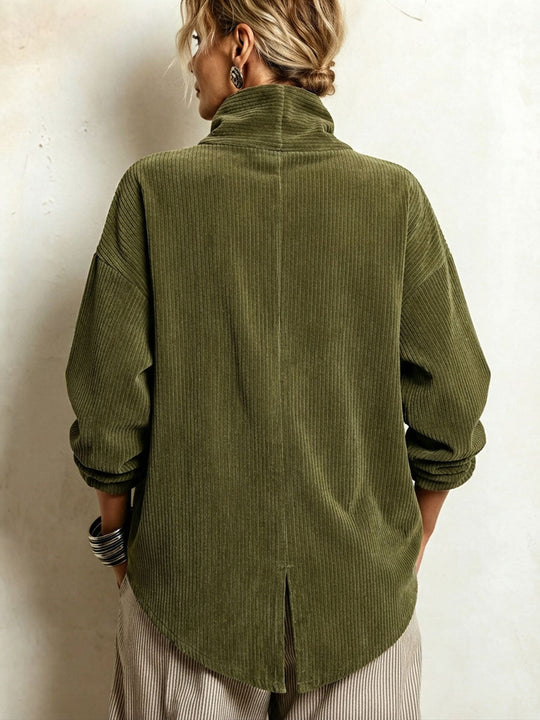 Hieke - Maglione da Donna in Velluto a Coste con Bottoni