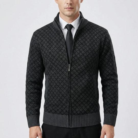 Tobias™ | Maglione da uomo a quadri con zip e collo rialzato
