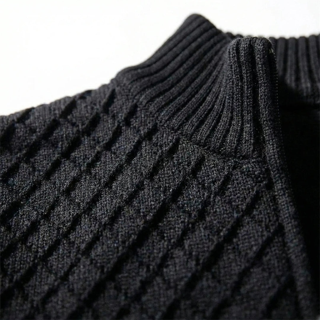 Tobias™ | Maglione da uomo a quadri con zip e collo rialzato