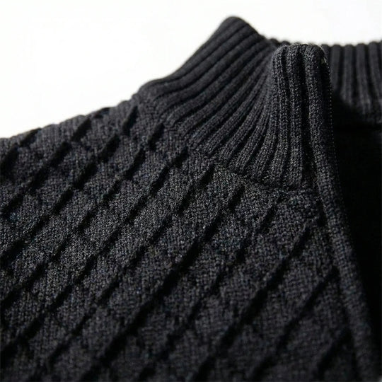 Tobias™ | Maglione da uomo a quadri con zip e collo rialzato