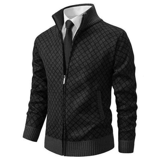 Tobias™ | Maglione da uomo a quadri con zip e collo rialzato