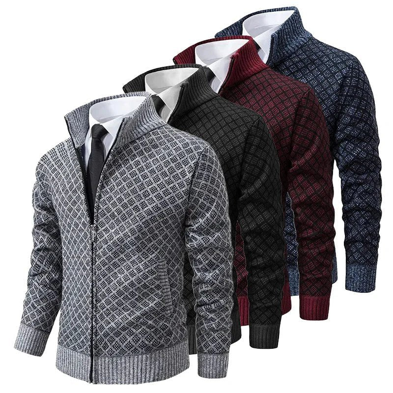 Tobias™ | Maglione da uomo a quadri con zip e collo rialzato
