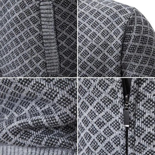 Tobias™ | Maglione da uomo a quadri con zip e collo rialzato