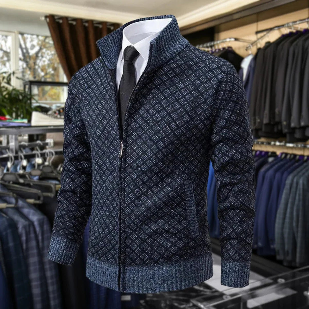 Tobias™ | Maglione da uomo a quadri con zip e collo rialzato
