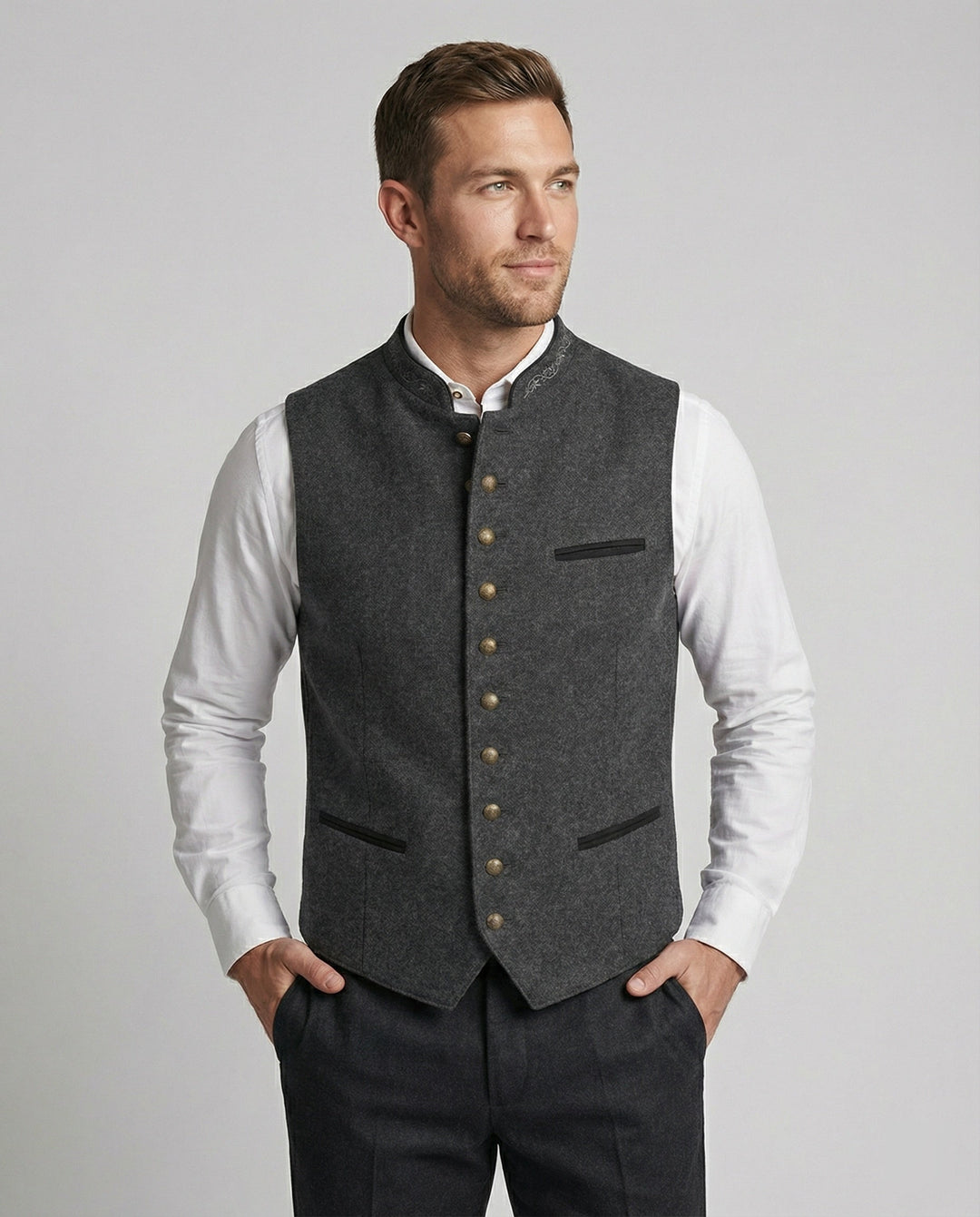 Elegante Gilet Grigio in Stile Tradizionale