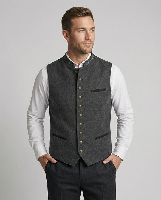 Elegante Gilet Grigio in Stile Tradizionale