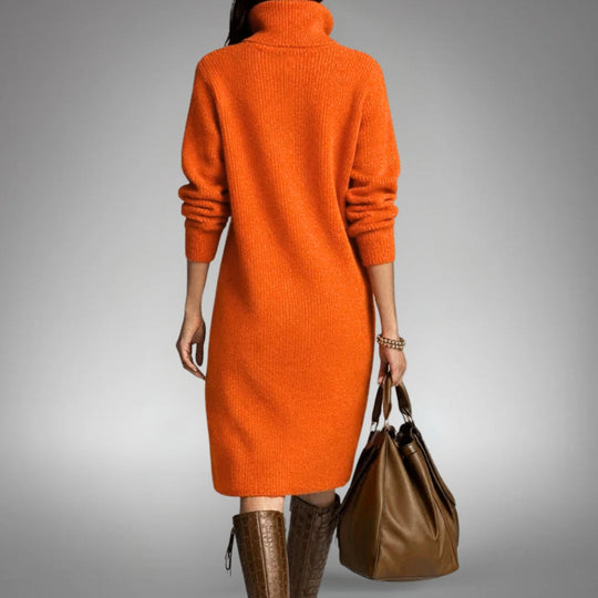 Lucrezia | Abito midi in maglia con collo rialzato